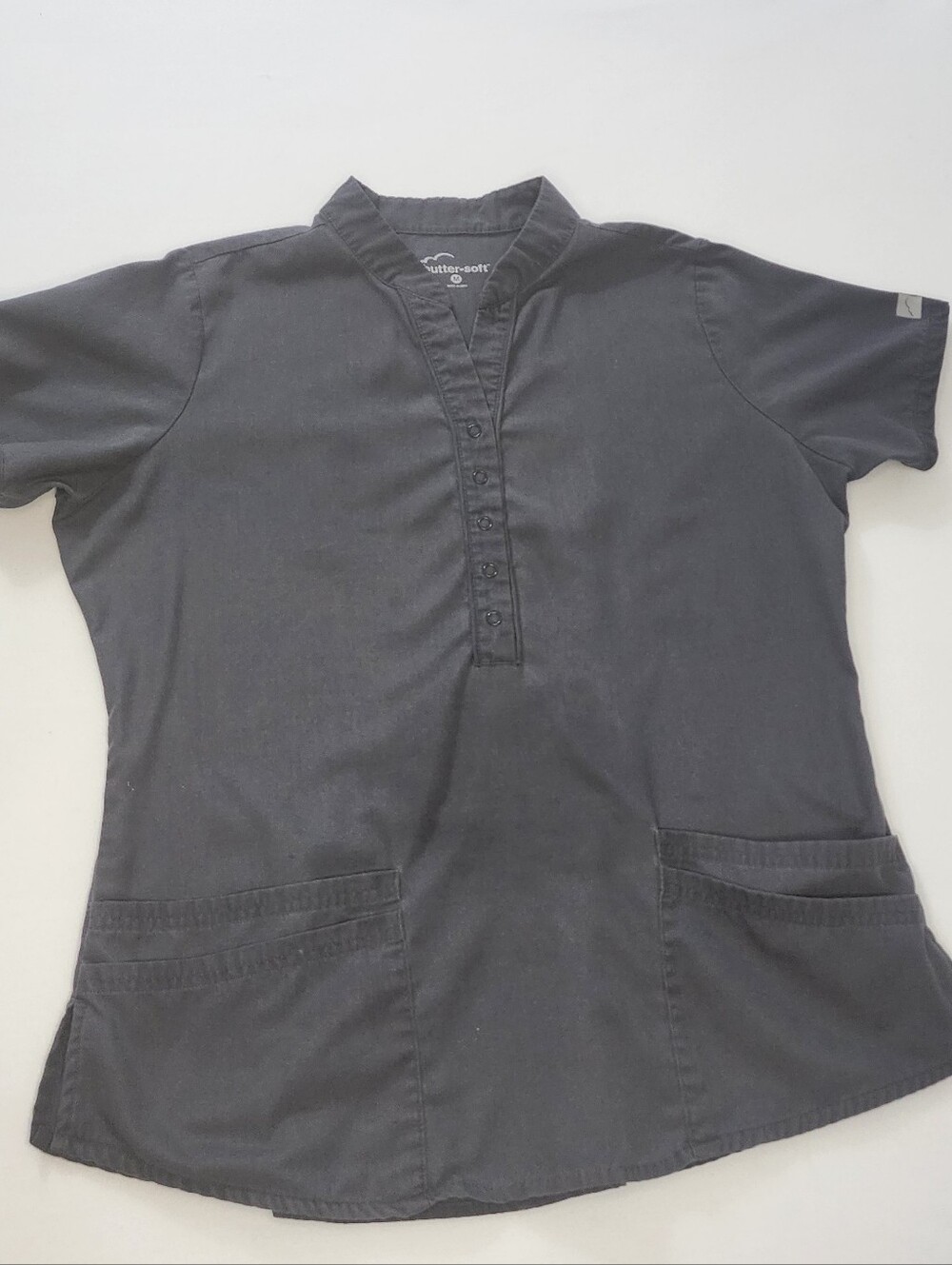 Butter-Soft Henely Neck Scrub Top Charcoal Gray Medium